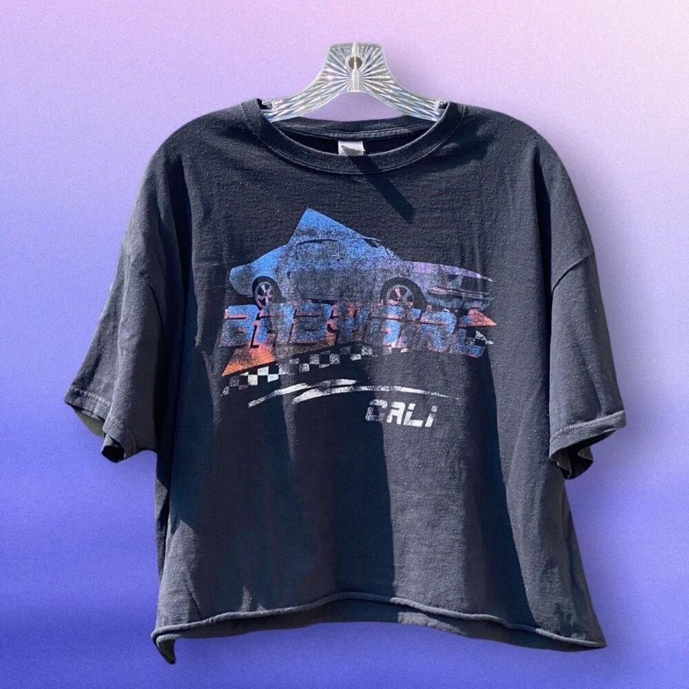 Vintage Distressed Ford Mustang BabyGirl Crop Top XL
